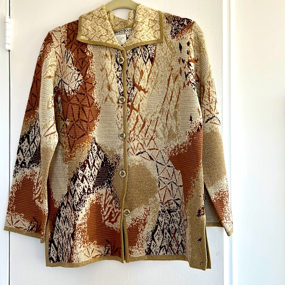 Wool lurex mix women’ cardigan. Size m.  Like new.  Hand wash